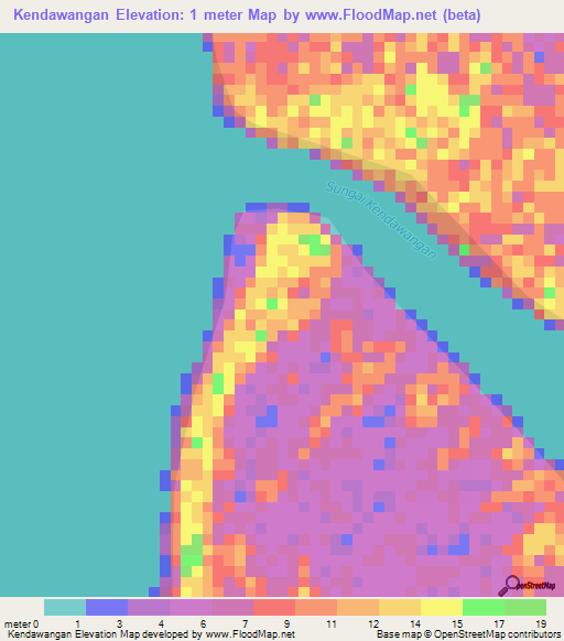 Kendawangan,Indonesia Elevation Map