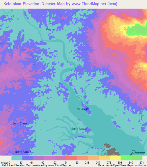 Kelolokan,Indonesia Elevation Map