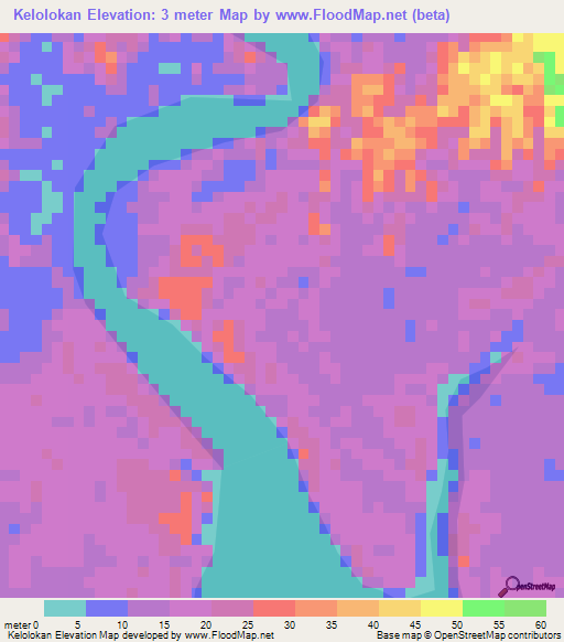 Kelolokan,Indonesia Elevation Map