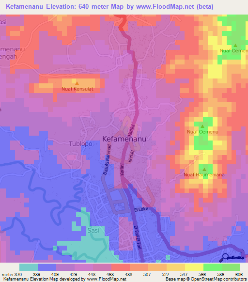 Kefamenanu,Indonesia Elevation Map