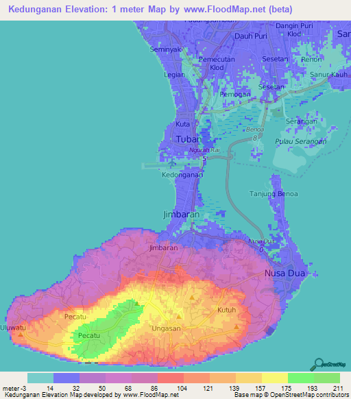 Kedunganan,Indonesia Elevation Map