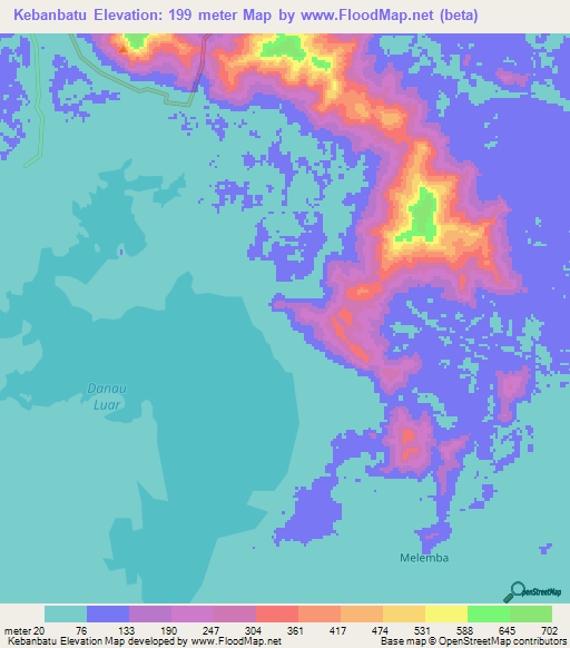 Kebanbatu,Indonesia Elevation Map