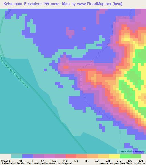 Kebanbatu,Indonesia Elevation Map