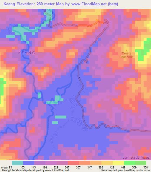 Keang,Indonesia Elevation Map