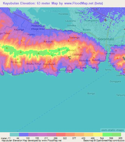 Kayubulan,Indonesia Elevation Map