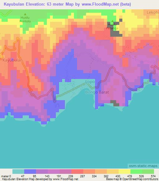 Kayubulan,Indonesia Elevation Map