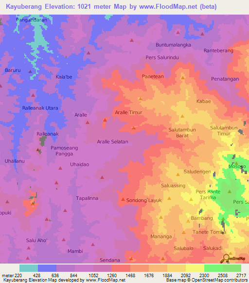 Kayuberang,Indonesia Elevation Map