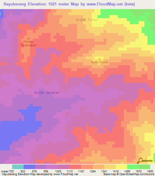 Kayuberang,Indonesia Elevation Map