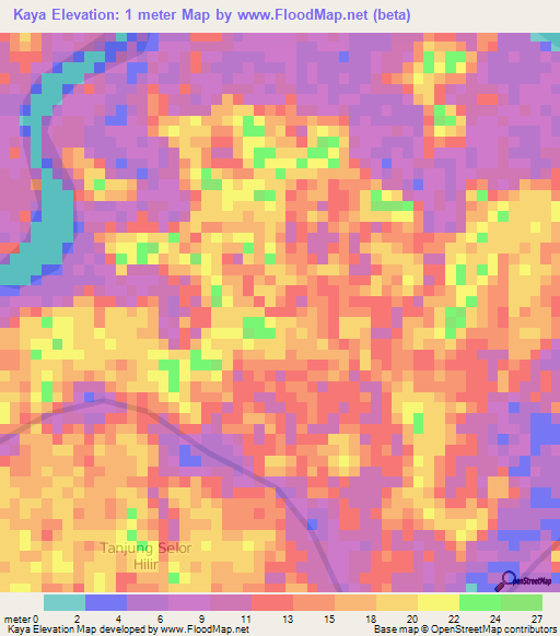 Kaya,Indonesia Elevation Map