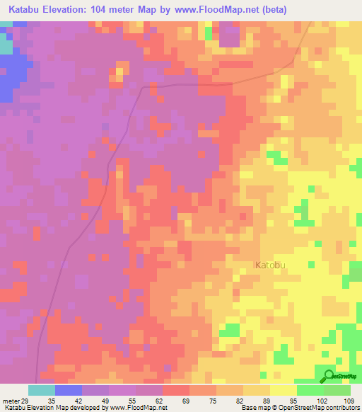 Katabu,Indonesia Elevation Map