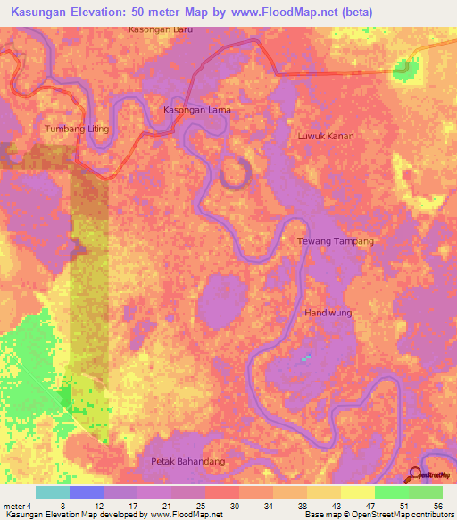 Kasungan,Indonesia Elevation Map