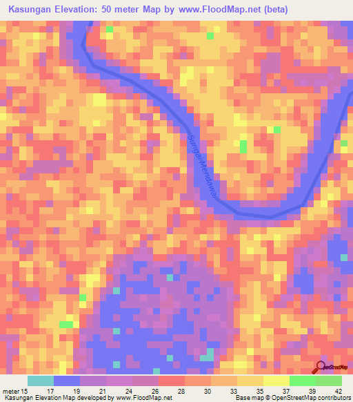 Kasungan,Indonesia Elevation Map