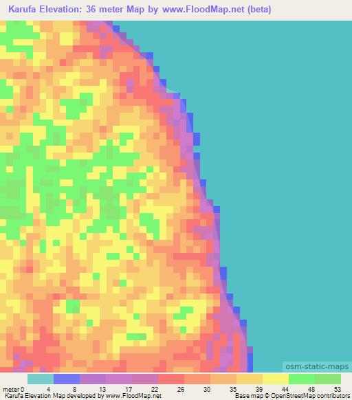 Karufa,Indonesia Elevation Map