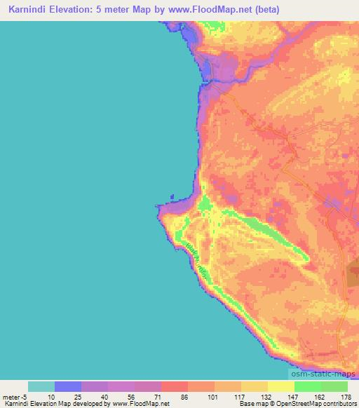 Karnindi,Indonesia Elevation Map