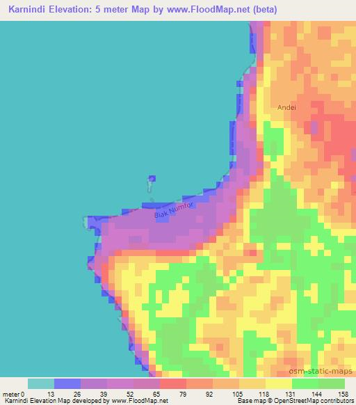 Karnindi,Indonesia Elevation Map