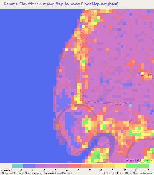 Karama,Indonesia Elevation Map