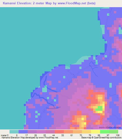 Kamansi,Indonesia Elevation Map