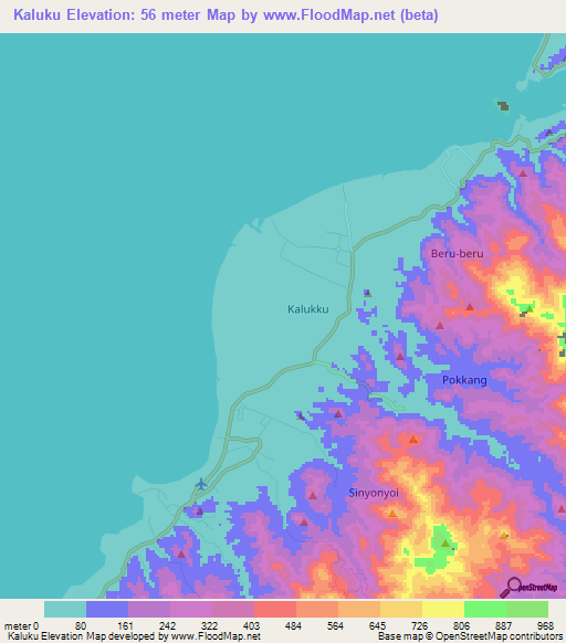 Kaluku,Indonesia Elevation Map