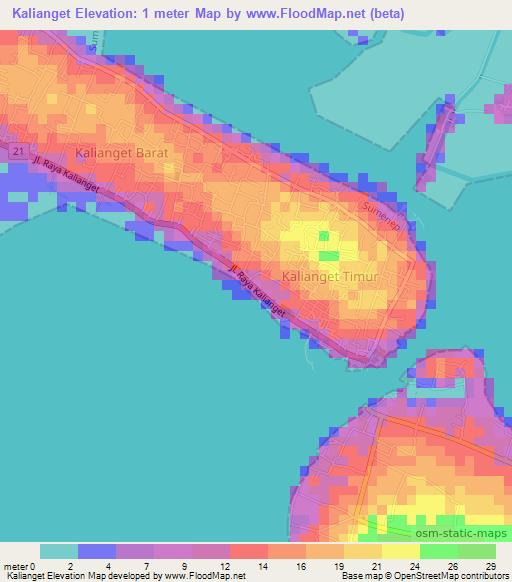 Kalianget,Indonesia Elevation Map