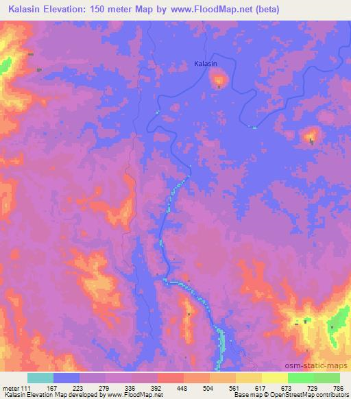 Kalasin,Indonesia Elevation Map