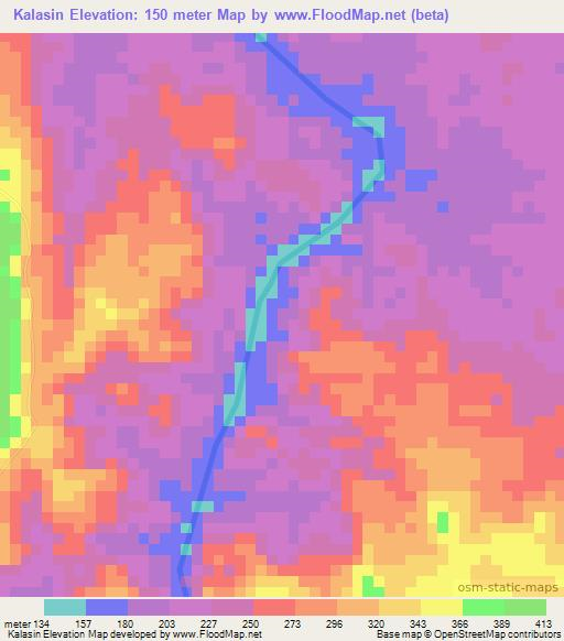 Kalasin,Indonesia Elevation Map