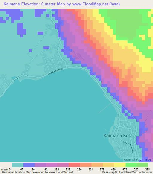 Kaimana,Indonesia Elevation Map