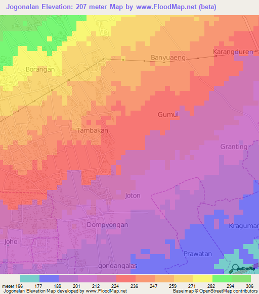Jogonalan,Indonesia Elevation Map