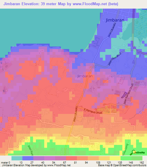 Jimbaran,Indonesia Elevation Map