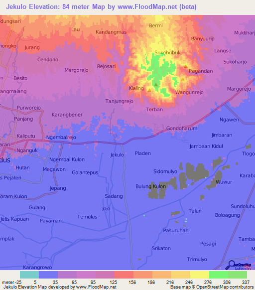 Jekulo,Indonesia Elevation Map