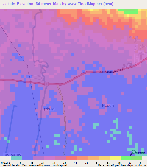 Jekulo,Indonesia Elevation Map