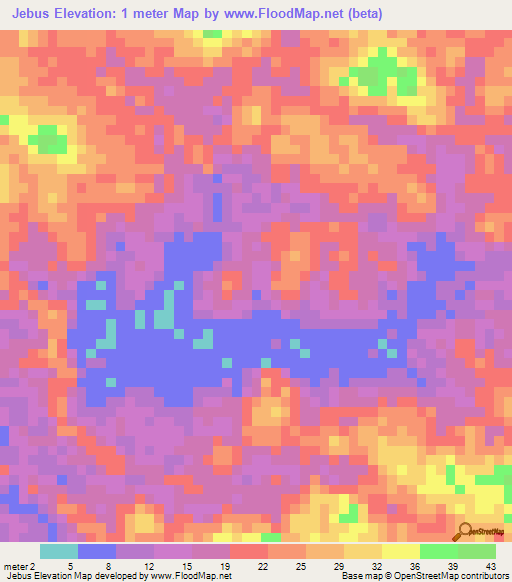 Jebus,Indonesia Elevation Map