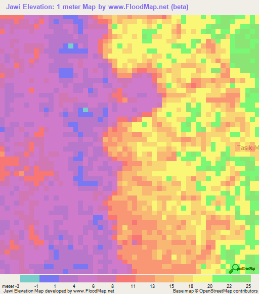 Jawi,Indonesia Elevation Map