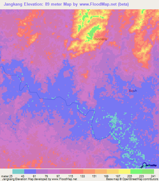 Jangkang,Indonesia Elevation Map