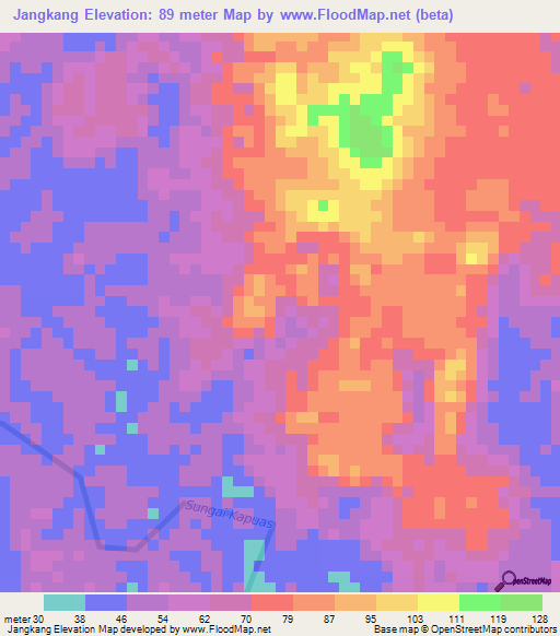 Jangkang,Indonesia Elevation Map