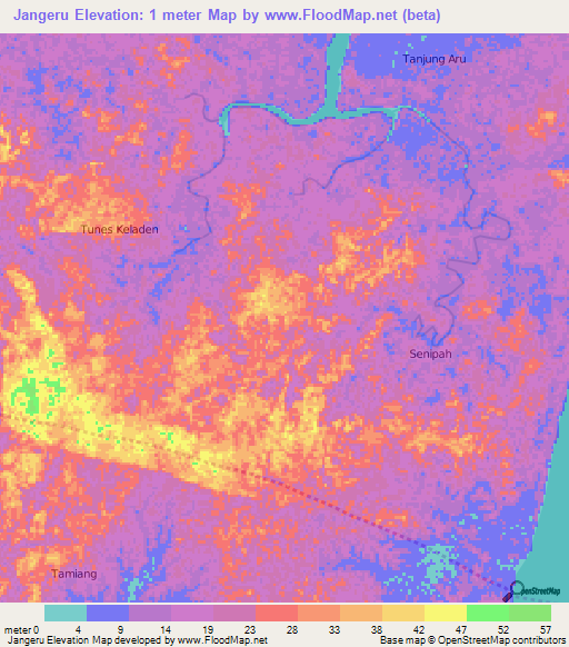 Jangeru,Indonesia Elevation Map