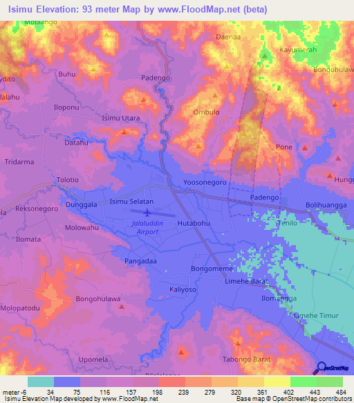 Isimu,Indonesia Elevation Map