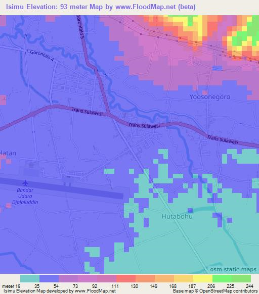 Isimu,Indonesia Elevation Map