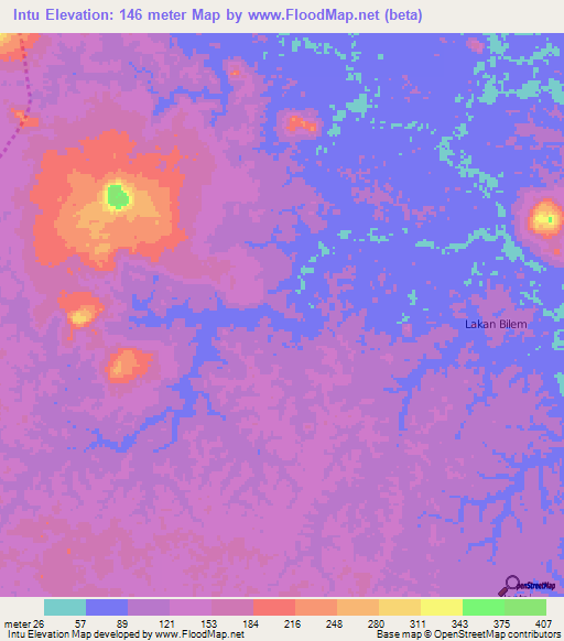 Intu,Indonesia Elevation Map