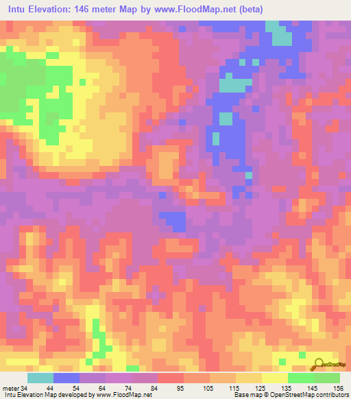 Intu,Indonesia Elevation Map