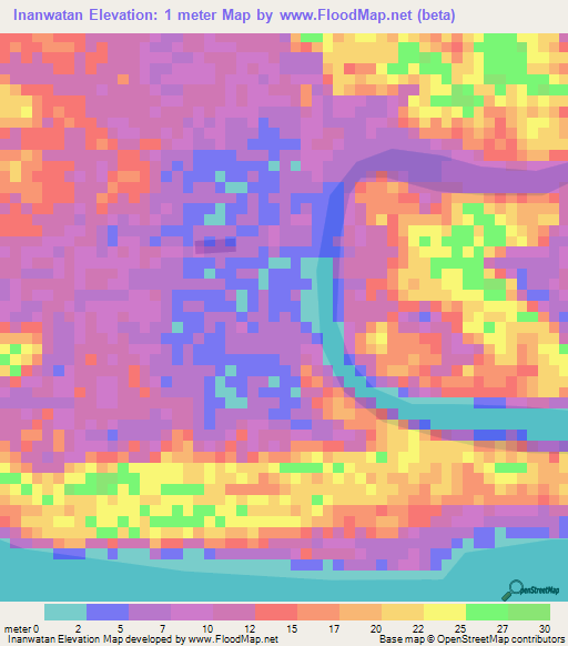 Inanwatan,Indonesia Elevation Map