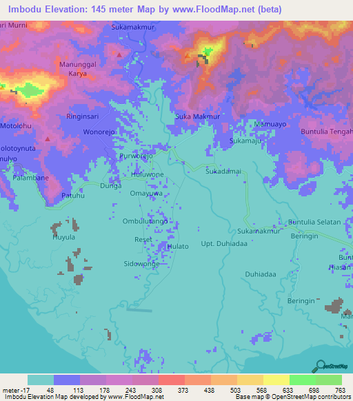 Imbodu,Indonesia Elevation Map