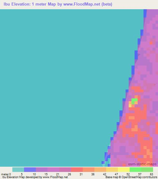 Ibu,Indonesia Elevation Map