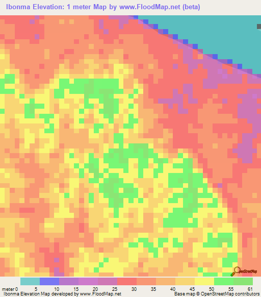 Ibonma,Indonesia Elevation Map