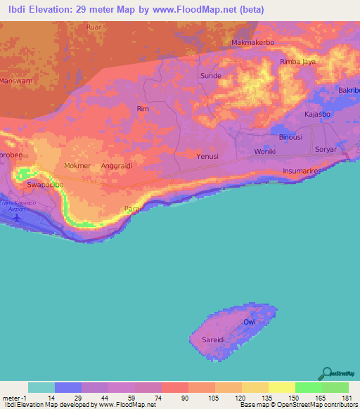 Ibdi,Indonesia Elevation Map