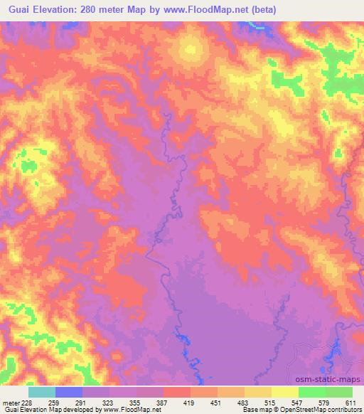 Guai,Indonesia Elevation Map