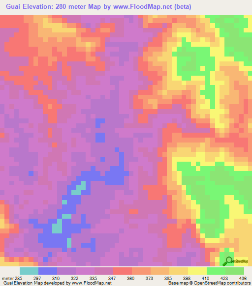 Guai,Indonesia Elevation Map