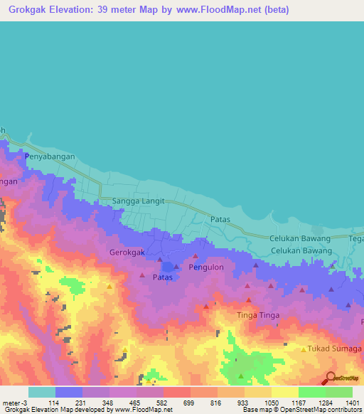 Grokgak,Indonesia Elevation Map