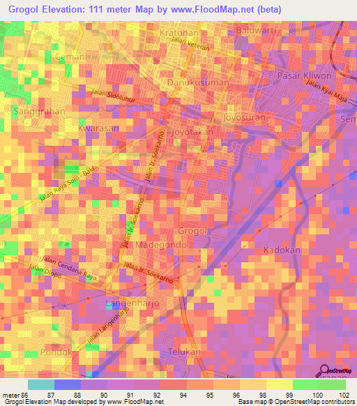 Grogol,Indonesia Elevation Map