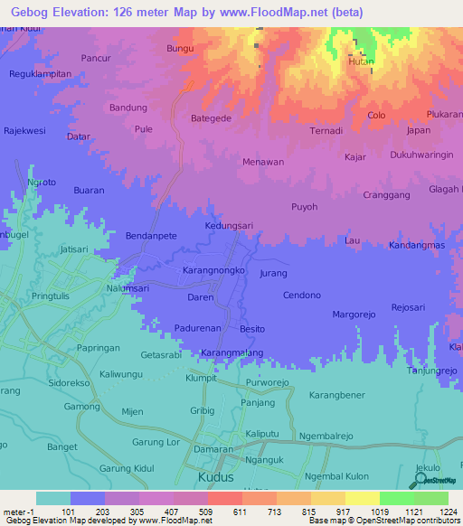 Gebog,Indonesia Elevation Map