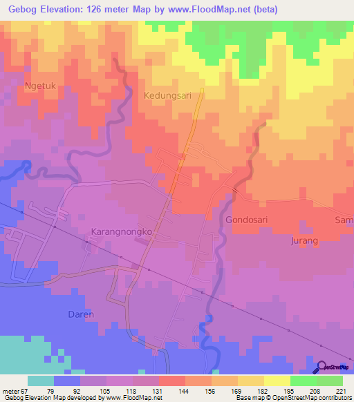 Gebog,Indonesia Elevation Map